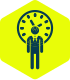 Clock with person standing in front icon